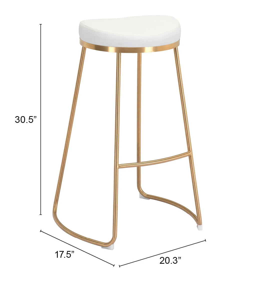 Bree Barstool (Set of 2) White & Gold - Image 3