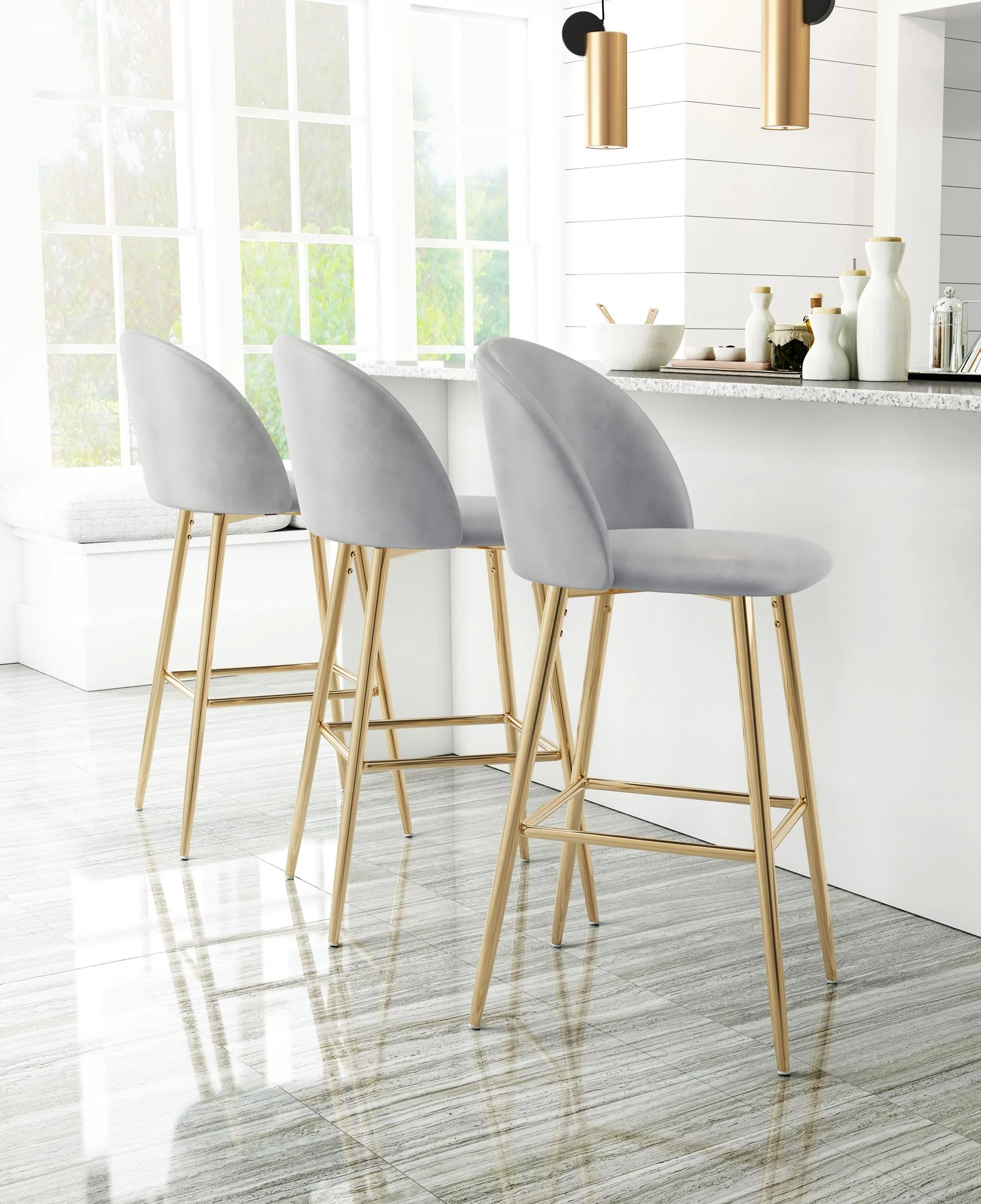 Cozy Barstool Gray & Gold - Image 4